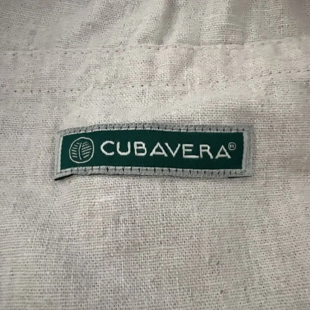 Cubavera Pants Men 2XB/32 Oatmeal Linen Blend Drawstring Elastic Straight Zip
